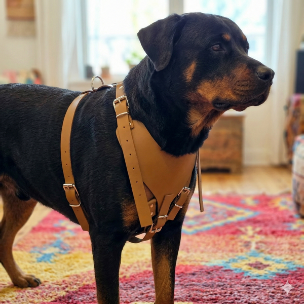 Büyük Köpek - Deri Göğüs Tasması